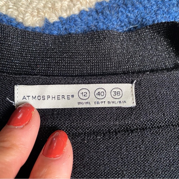 🖤 ATMOSPHERE BLACK SHIMMER SHORT SLEEVE FITTED DRESS! - Picture 9 of 11